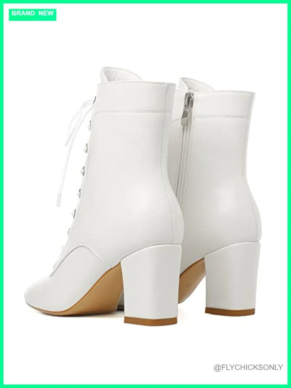 SEIFIN Square Toe Chunky Heel Ankle Boots Lace Up Block Heeled Booties